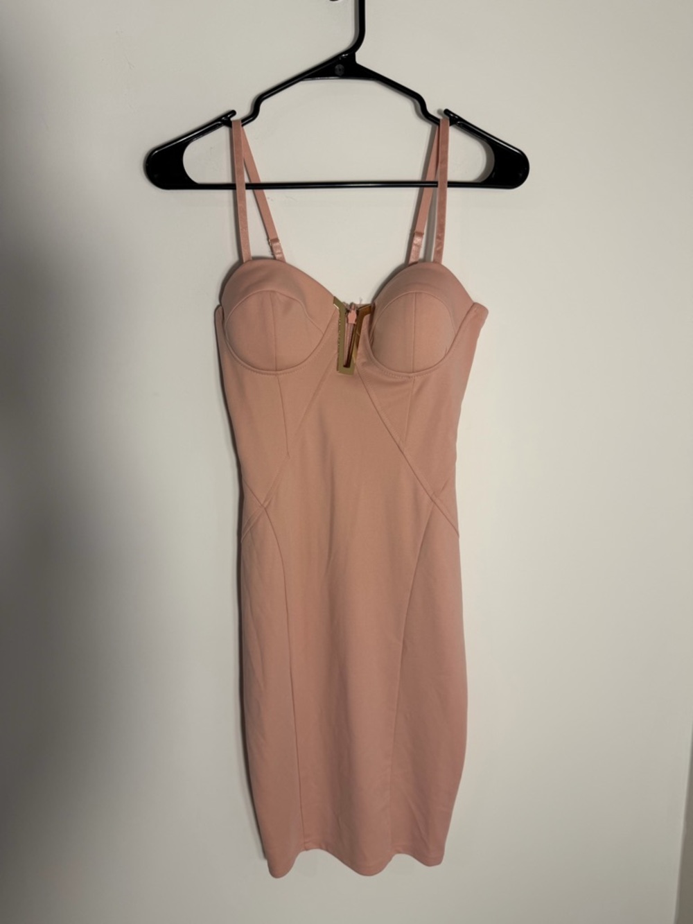 Sleeveless Blush Pink Bodycon Dress with Bustier Detail